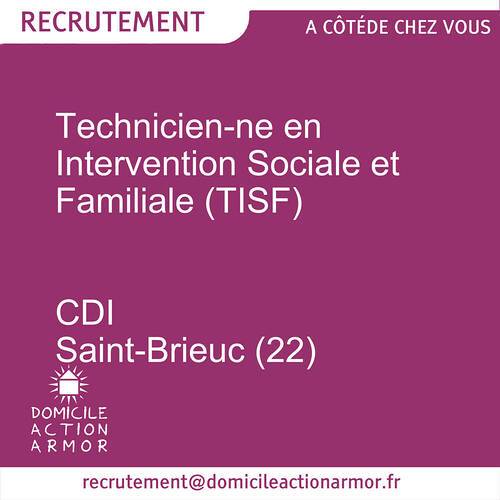 Technicien-ne en Intervention Sociale et Familiale(H/F) CDI à temps complet >>Poste à pourvoir immédiatement